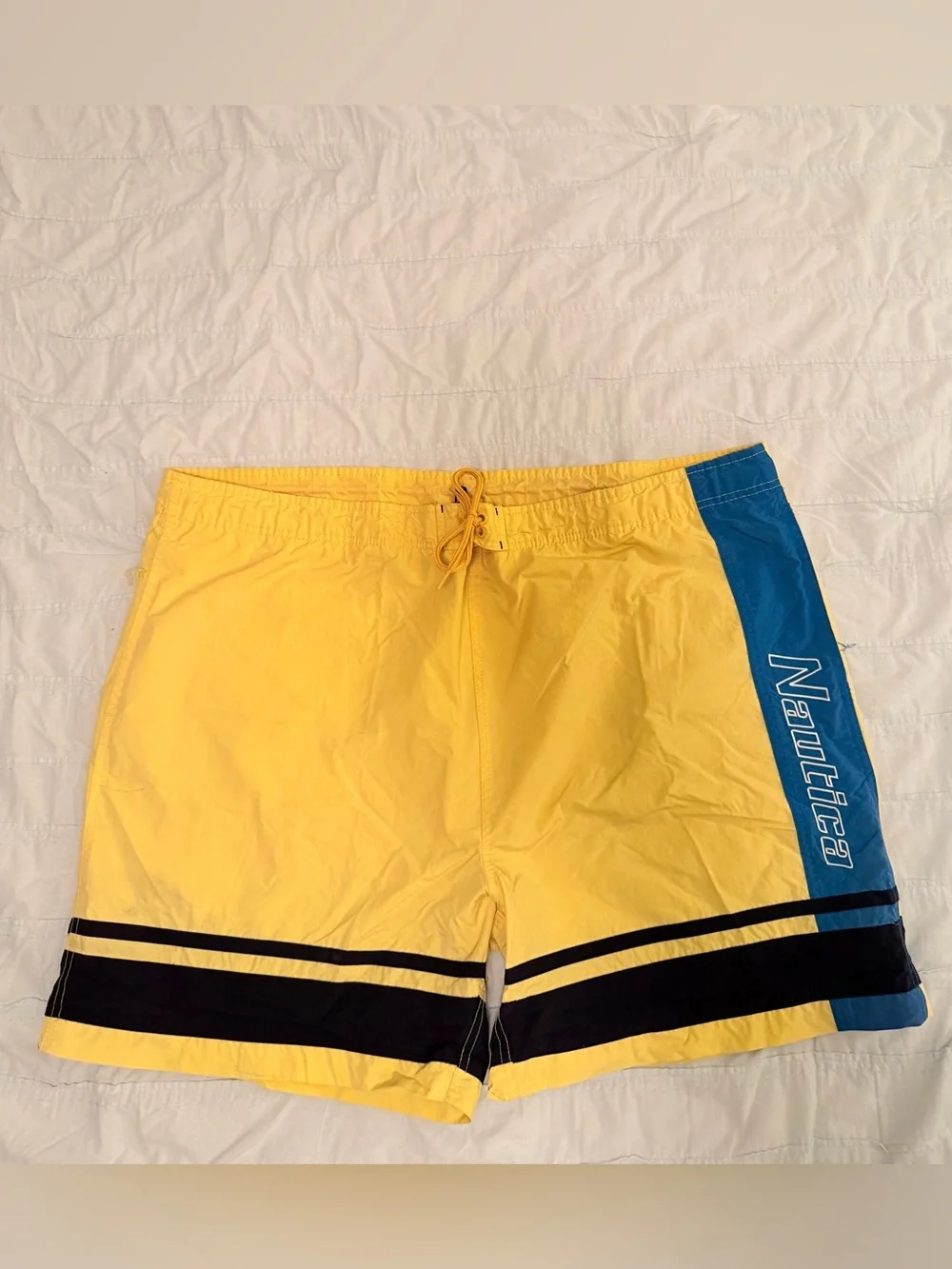 Nautica Yellow Swim Shorts with Blue Side Panel